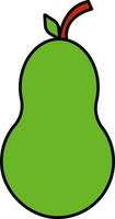 Isolated Green Pear Fruit Icon In Flat Style. vector