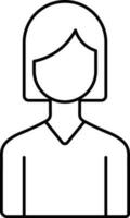 Faceless Smart Girl With Short Hair Black Outline Icon. vector