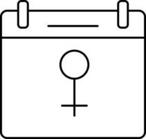 Female Gender Symbol Calendar Black Stroke Icon. vector