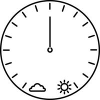 Weather Speedometer Icon Or Symbol In Black Line Art. vector
