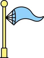 Blue And Yellow Illustration Of Windsock Flat Icon. vector