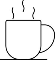 Hot Tea Or Coffee Cup Icon In Black Outline. vector