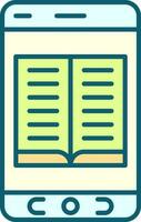 Open Book In Smartphone Screen Green And Blue Icon. vector