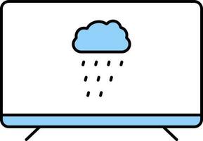 Flat Illustration Of Rain Cloud In Monitor Screen Blue Icon. vector