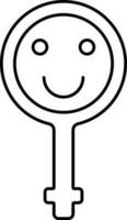 Smiley Face Female Gender Line Art Icon Or Symbol. vector