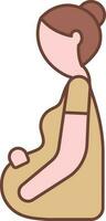 Cartoon Pregnant Lady Brown And Pink Icon. vector