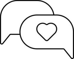 Heart Message Bubble Line Art Icon. vector