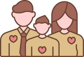 Faceless Couple With Son Cartoon Icon In Brown And Pink Color. vector