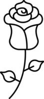 Isolated Rose Bud Stem Black Outline Icon. vector