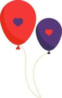 Heart Symbol Balloon Flat Icon In Red And Purple Color. vector