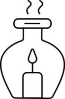 Burning Aromatic Candle Jar Icon In Line Art. vector