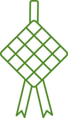 Green Linear Style Ketupat Icon Or Symbol.