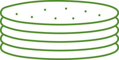 Green Thin Line Of Art Pita Bread Stack Icon. vector