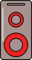 plano estilo altavoz rojo y gris pardo icono. vector