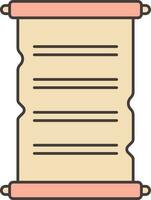 Flat Scroll Letter Icon In Peach Red And Yellow Color. vector