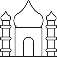 Black Outline Illustration Of Mosque Building Icon. vector