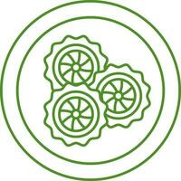 Green Maamoul Cookies Plate Thin Line Art Icon. vector