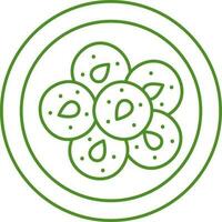 Top View Graybeh Cookies Plate Green Outline Icon. vector