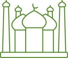 Green Outline Illustration Mosque Icon. vector
