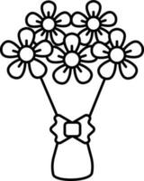 Black Stroke Illustration Of Flower Bouquet Icon. vector