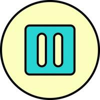 Pause Button Flat Icon In Turquoise And Yellow Color. vector
