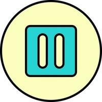 Pause Button Flat Icon In Turquoise And Yellow Color. vector