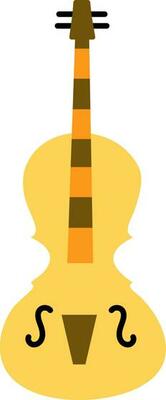 Flat Guitar Icon In Yellow And Brown Color.