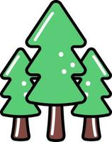 Pine Forest Icon In Green And Brown Color. vector