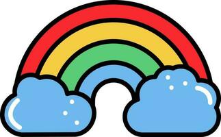 vistoso arco iris nubes icono o símbolo. vector