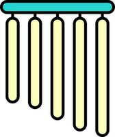 Tubular Chimes Yellow And Teal Icon In Flat Style. vector