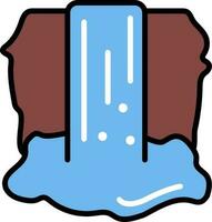 Waterfall Icon In Brown And Blue Color. vector