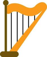 Isolated Harp Music Instrument Icon In Brown And Orange Color. vector