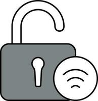 Grey And White Wifi Unlock Icon Or Symbol. vector