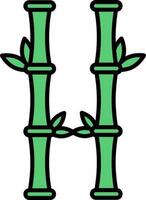 Flat Style Bamboo Icon In Green Color. vector