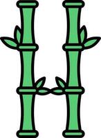 Flat Style Bamboo Icon In Green Color. vector