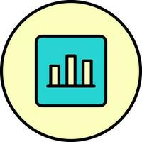 Flat Style Bar Graph Teal And Yellow Icon. vector