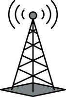 Flat Style Signal Tower Icon In Black Color. vector