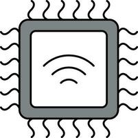 plano estilo Wifi chip icono en gris y blanco color. vector
