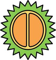 Half Cut Piece Of Durian Fruit Flat Icon. vector