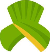 Green And Yellow Turban Icon In Flat Style. vector