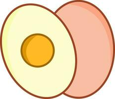 Isolated Boiled Egg With Half Piece Icon In Flat Style. vector