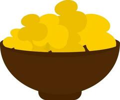 Popcorn Bowl Yellow And Brown Icon. vector