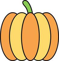 Isolated Orange And Yellow Color Pumpkin Icon In Flat Style. vector