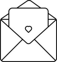 Heart Symbol Notes With Envelope Black Outline Icon. vector