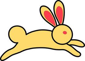Rabbit Or Bunny Running Icon in Yellow And Red Color. vector