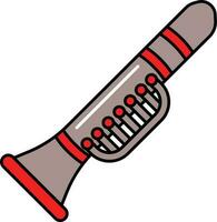 rojo y gris pardo clarinete icono en plano estilo. vector