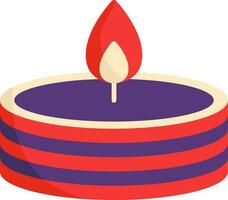 Red And Yellow Striped Tealight Candle Icon In Flat Style. vector