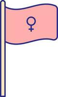 Female Gender Symbol Flag Icon In Red Color. vector