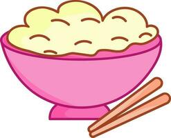 Isolated Rice Bowl With Chopstick Icon In Flat Style. vector