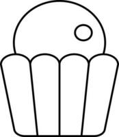 Black Outline Illustration Of Cupcake Icon. vector